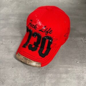 Asspizza Hat Red Black Thrashed Trucker Cap‎ Austin Babbitt F*** Life Punk Emo